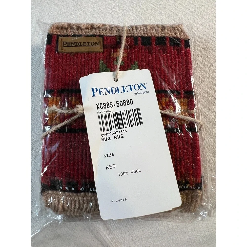 New Vintage Pendleton Set of 4 Woven Loomed Wool Coaster Rug Matts 6